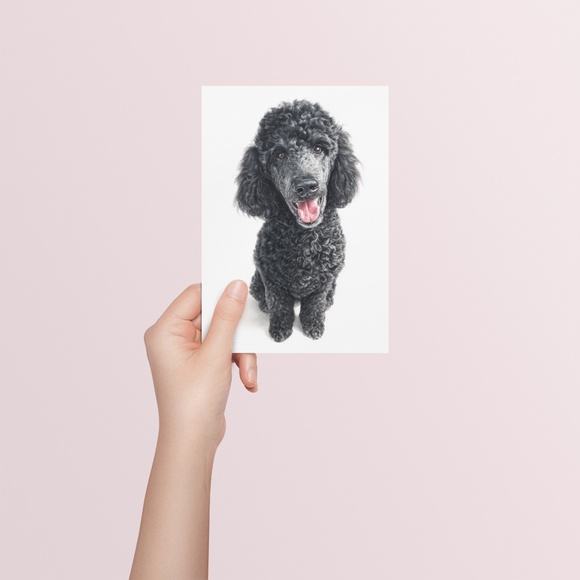 Watercolor Black Poodle Portrait Wall Art Print Poster, Unframed - Pet Artwork - Picture 5 of 6